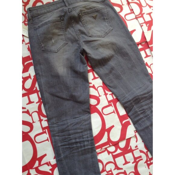 Guess Mid Rise Power Curvy Skinny Jeans In Create Wash Destroyed Details Size 23 - Picture 4 of 12